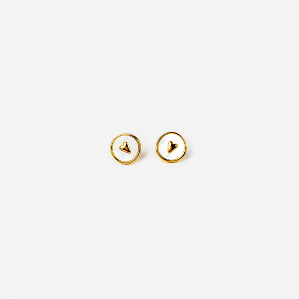 Gold-plated Titanium White Heart Earrings
