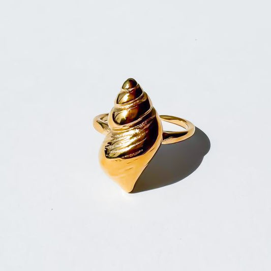 Gold-plated Titanium Shell Shaped Ring