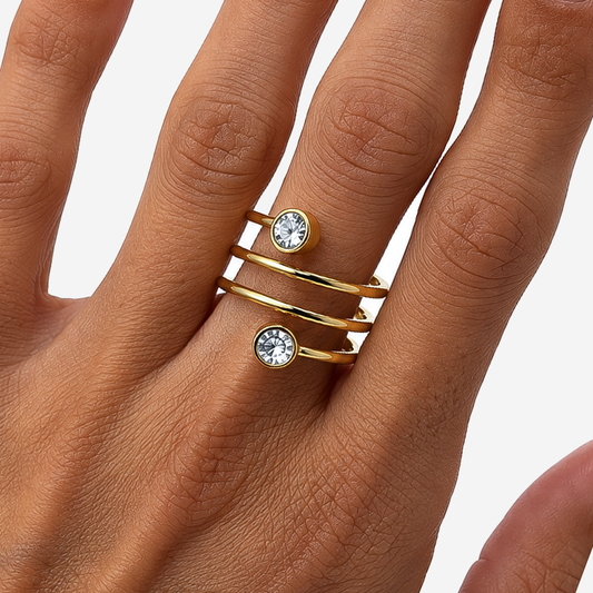 Gold-Plated Titanium Ring with White Stone