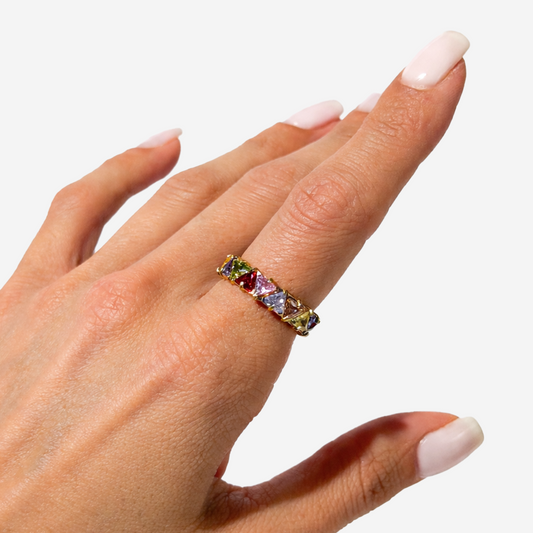 Gold-plated Titanium With Stones Ring