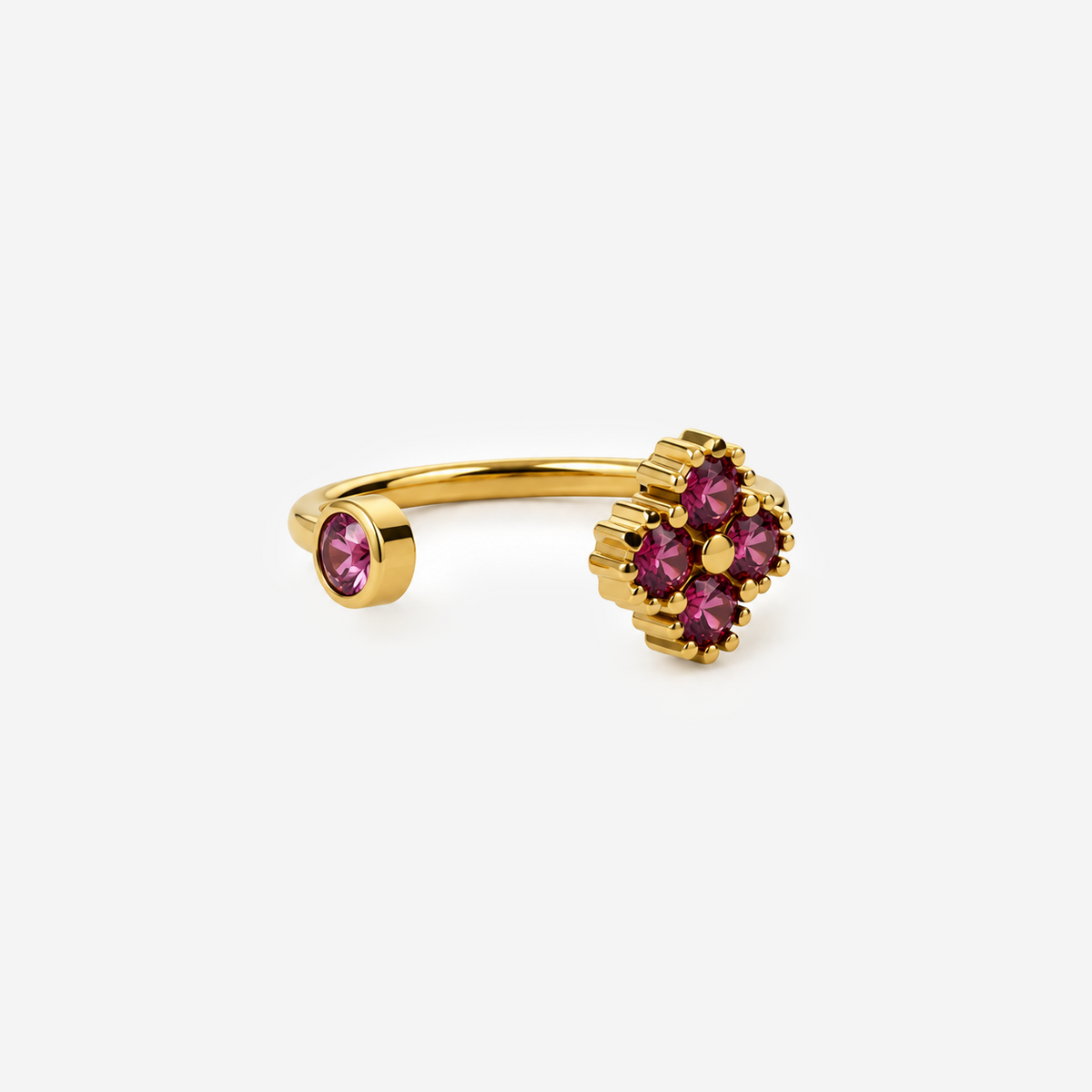Gold-Plated Titanium Ring with Pink Stone