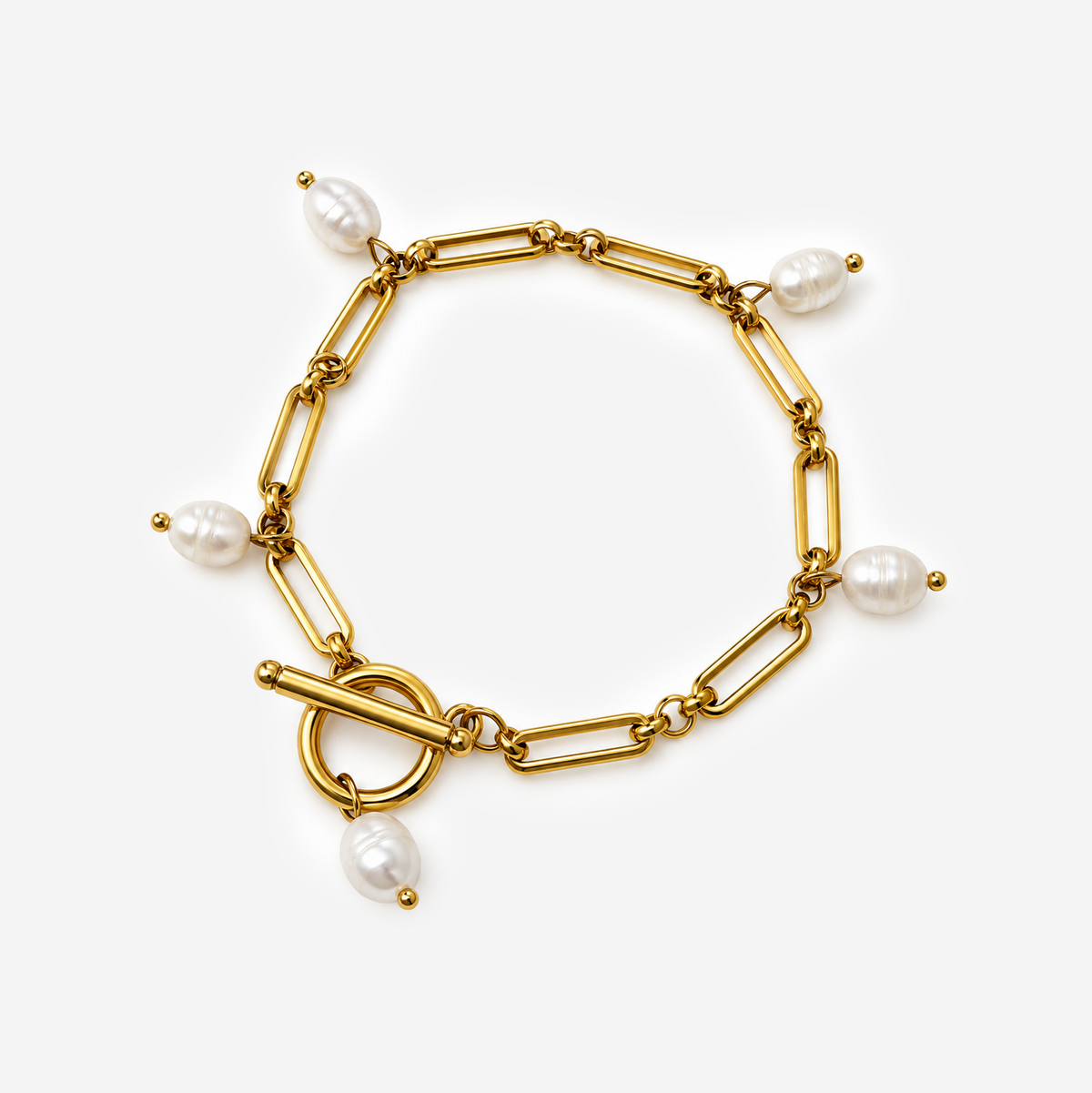 Gold-Plated Titanium Pearl Bracelet