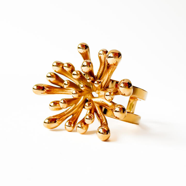 Gold-plated Titanium Flower Shaped Ring