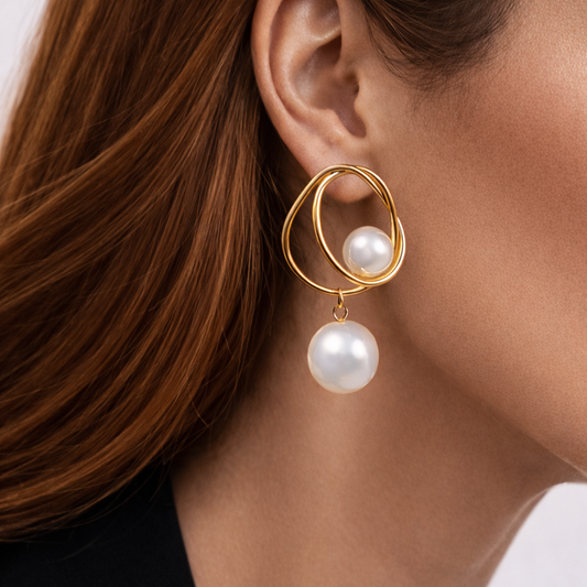 Gold-plated Titanium with Pearl Earrings