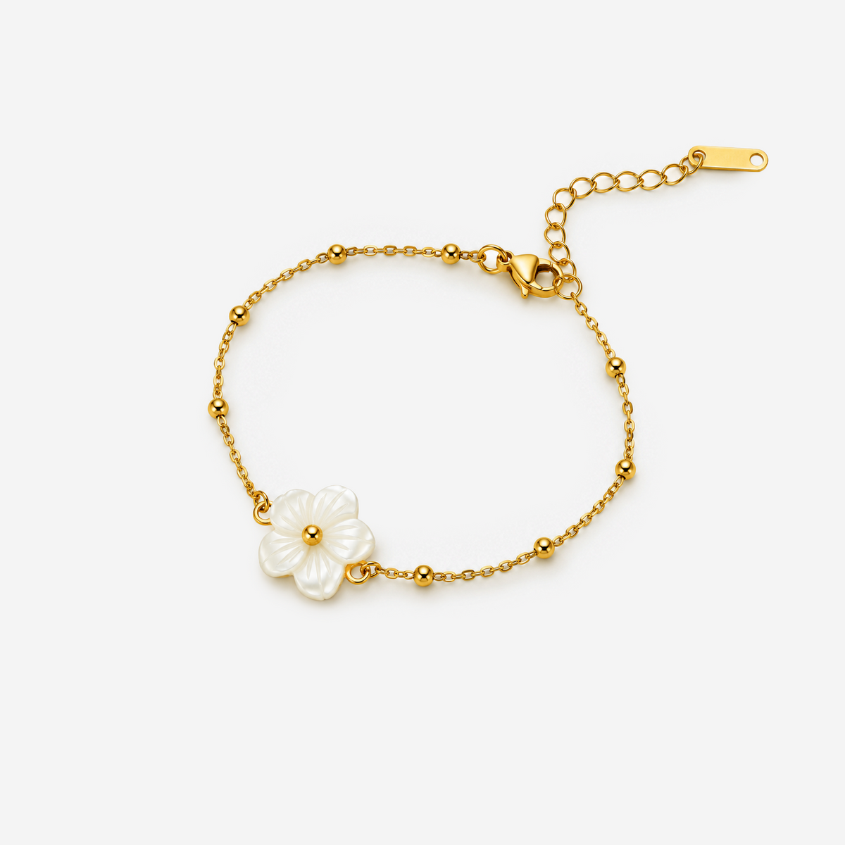 Gold-plated Titanium with Flowers Bracelet