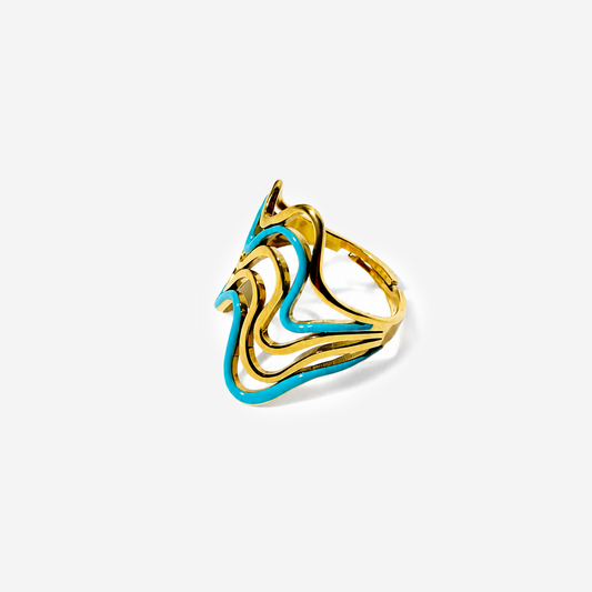 Gold-plated Titanium Colorful Ring