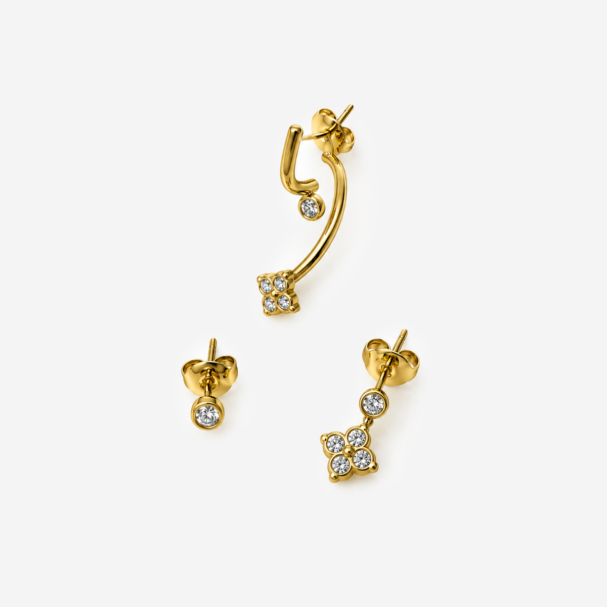 Gold-plated Titanium With Stone Earrings SET