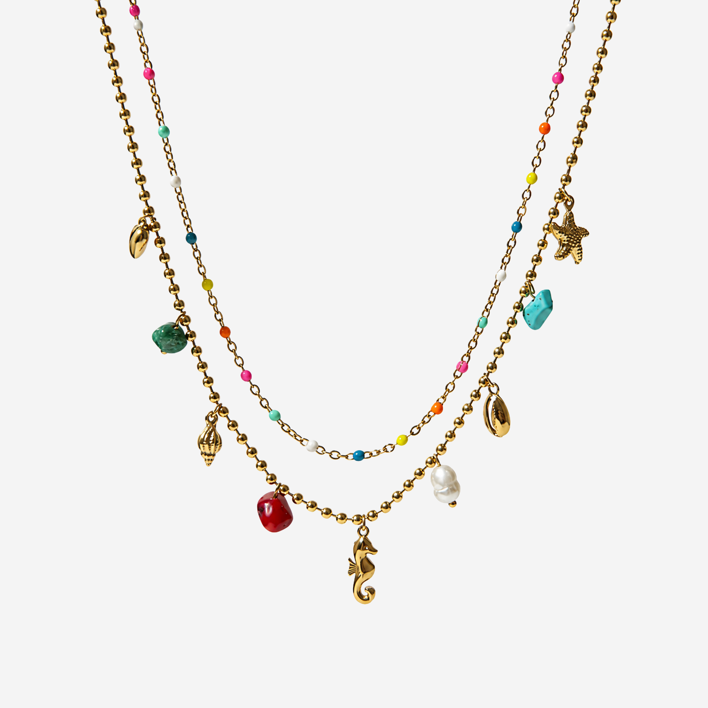 Gold-plated Titanium Colorful Necklace
