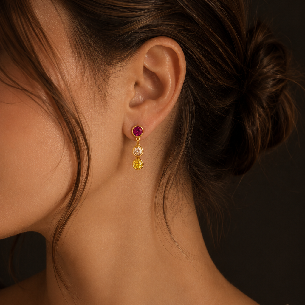 Gold-plated Titanium Colorful Earrings