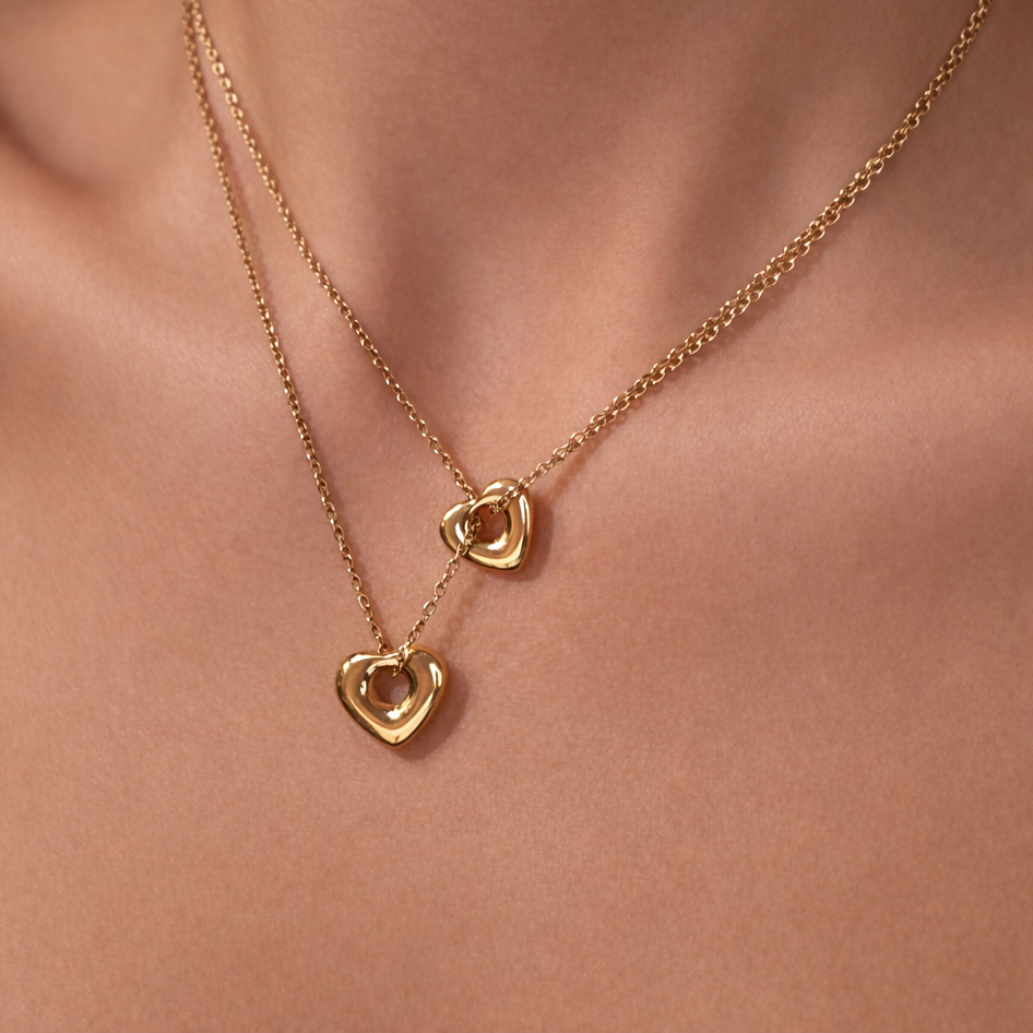 Gold-plated Titanium with Heart Necklace
