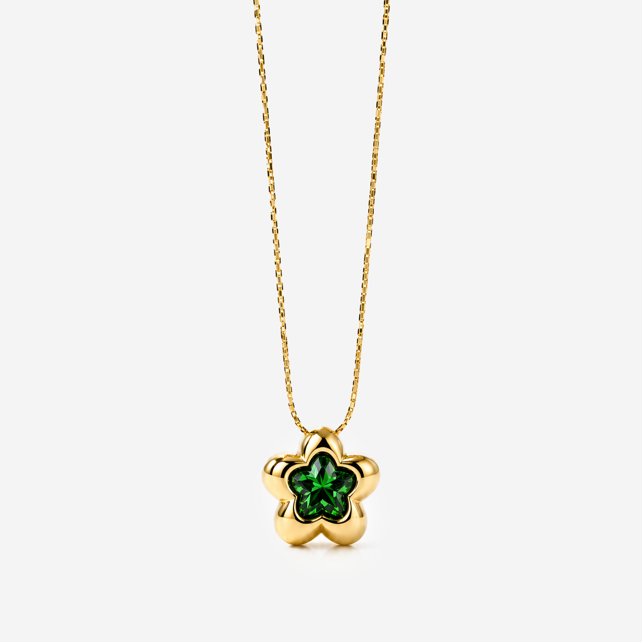 Gold-plated Titanium Green With Stone Necklace