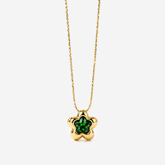 Gold-plated Titanium Green With Stone Necklace
