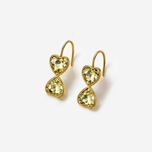Double Heart Crystal Earrings