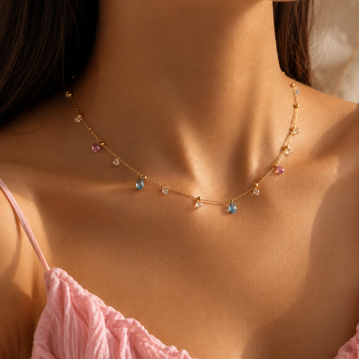 Gold-plated Titanium Colorful Necklace