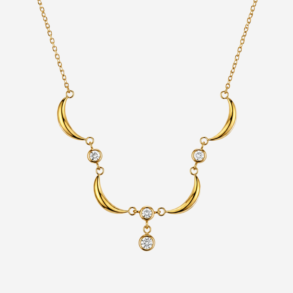 Gold-plated Titanium White Stone Necklace
