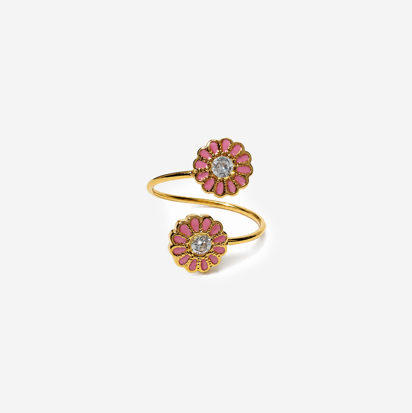 Gold-plated Titanium Flower Shaped Ring