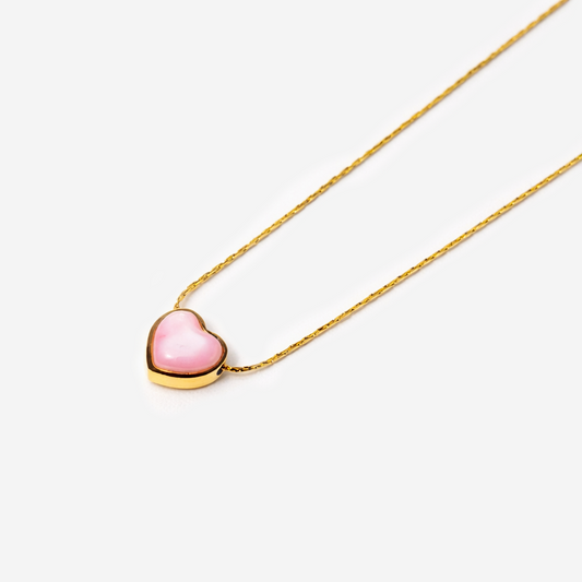 Gold-plated Titanium Pink with Heart Necklace