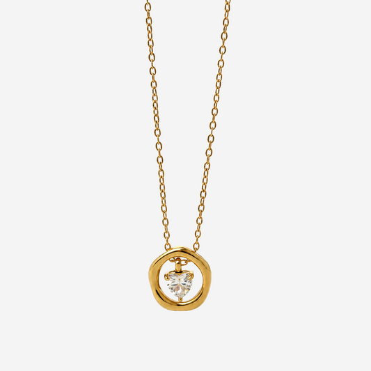 Gold-plated Titanium White Stone Necklace