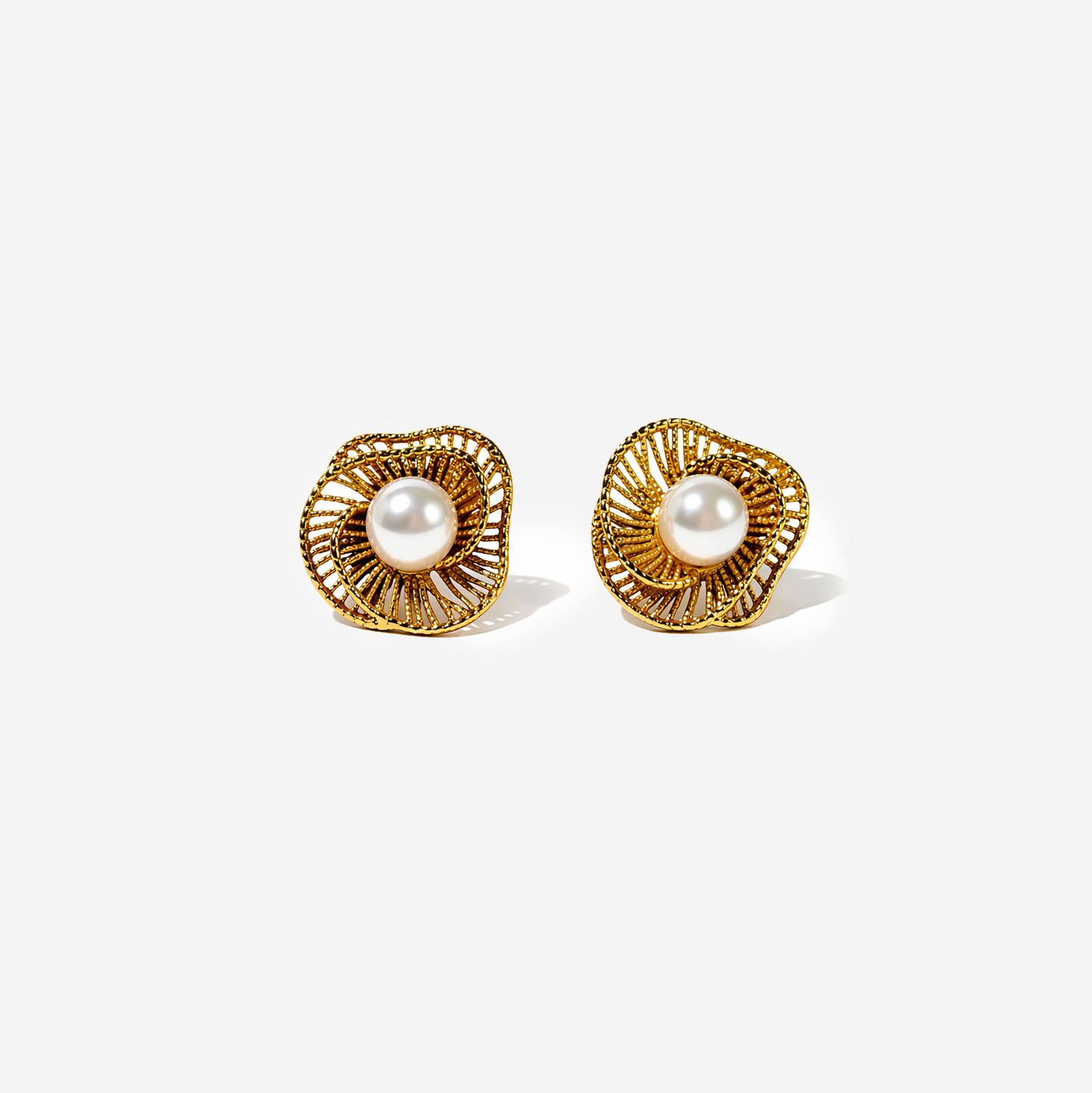 Gold-plated Titanium Earrings With Pearl