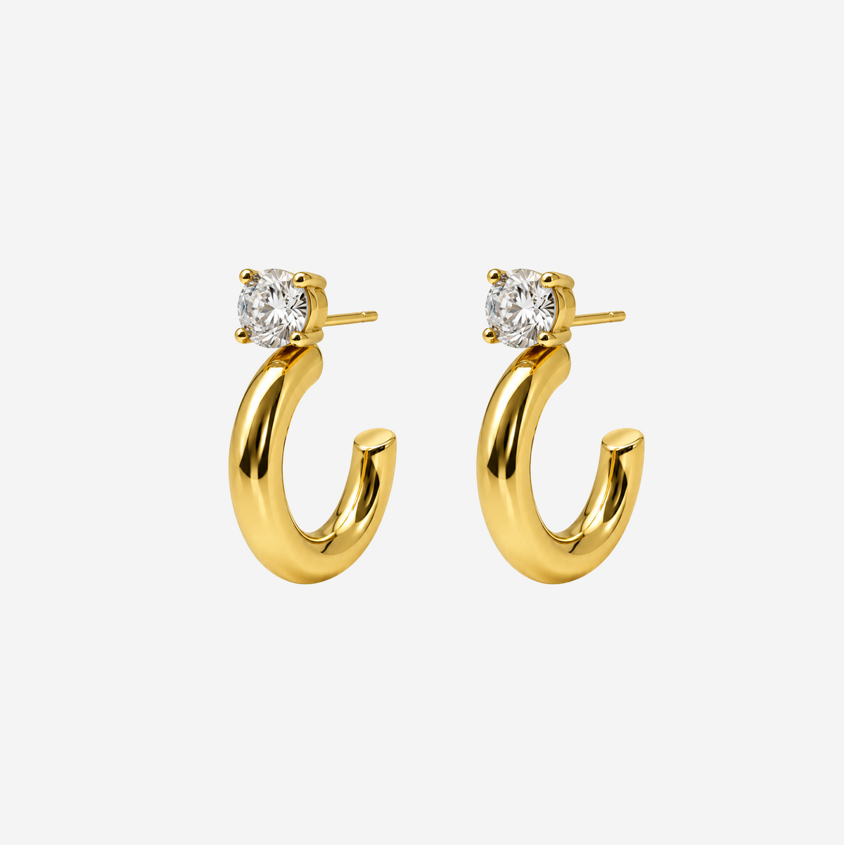 Gold-plated Titanium White Stone Earrings