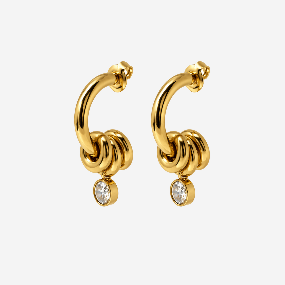 Gold-plated Titanium White Stone Earrings