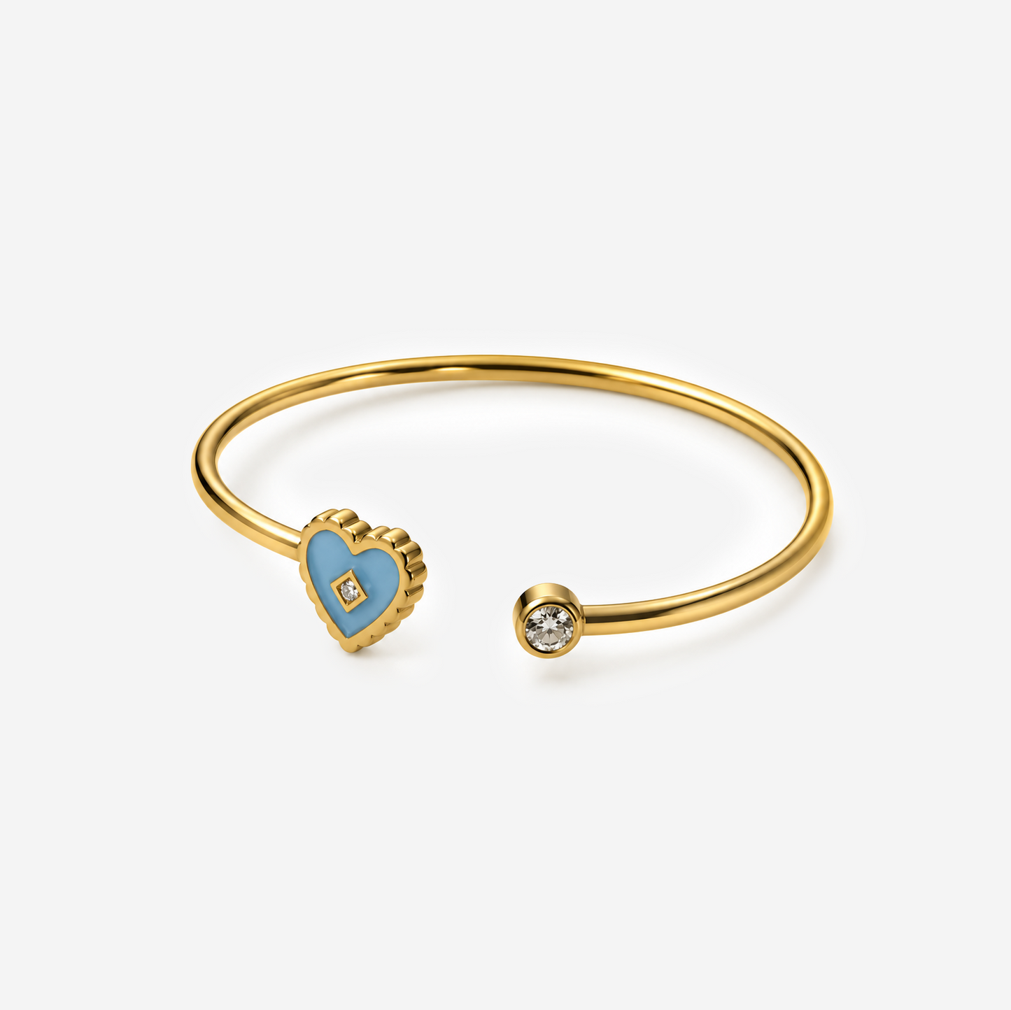 Titanium Gold Plated Bracelet Blue Heart