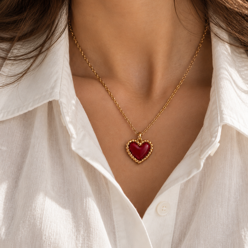 Amore Heart Necklace - Red