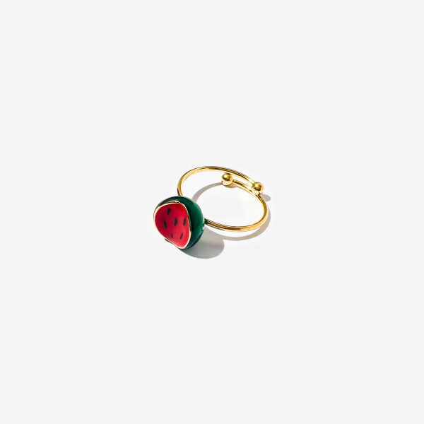 Gold-plated Titanium Watermelon Shaped Ring