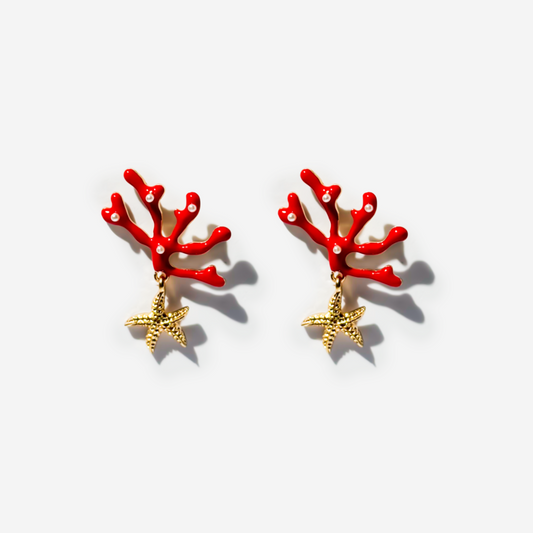 Gold-Plated Titanium Red Earrings