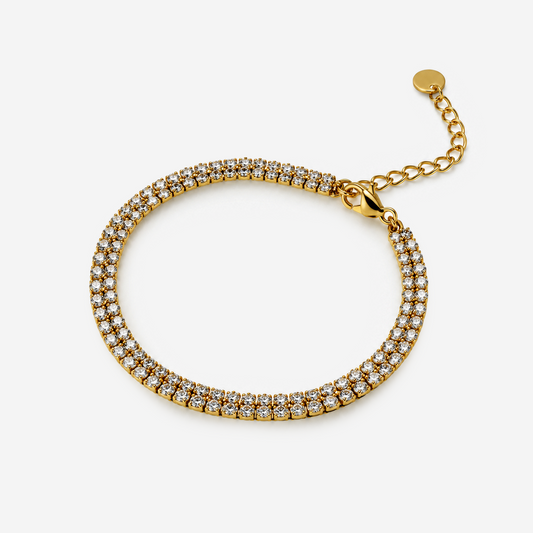 Gold-plated Titanium White Stone Bracelet