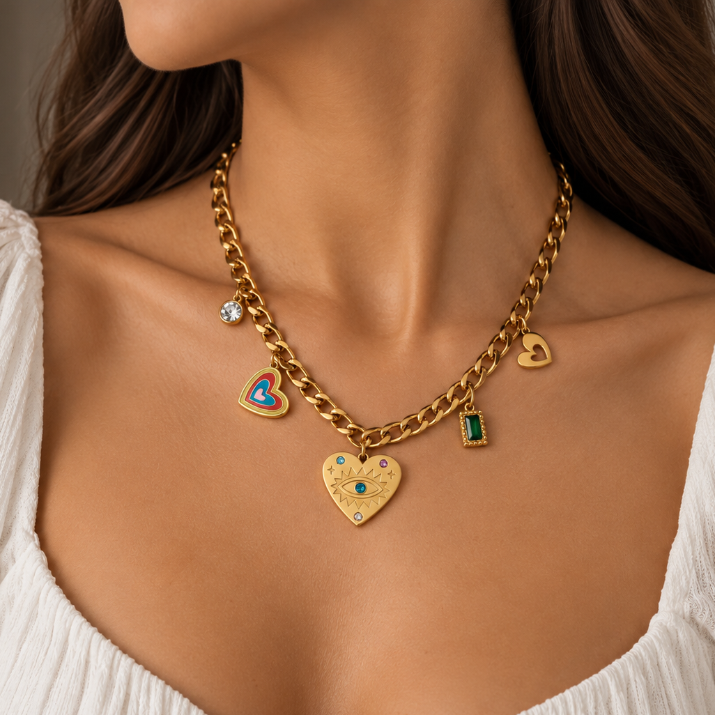 Gold-plated Titanium with Heart Necklace