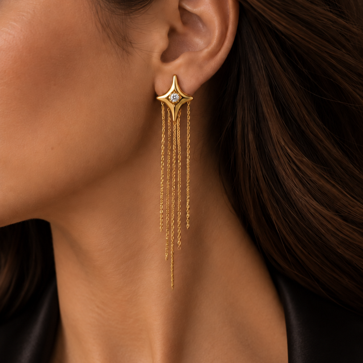 Gold-plated Titanium With Stone Earrings