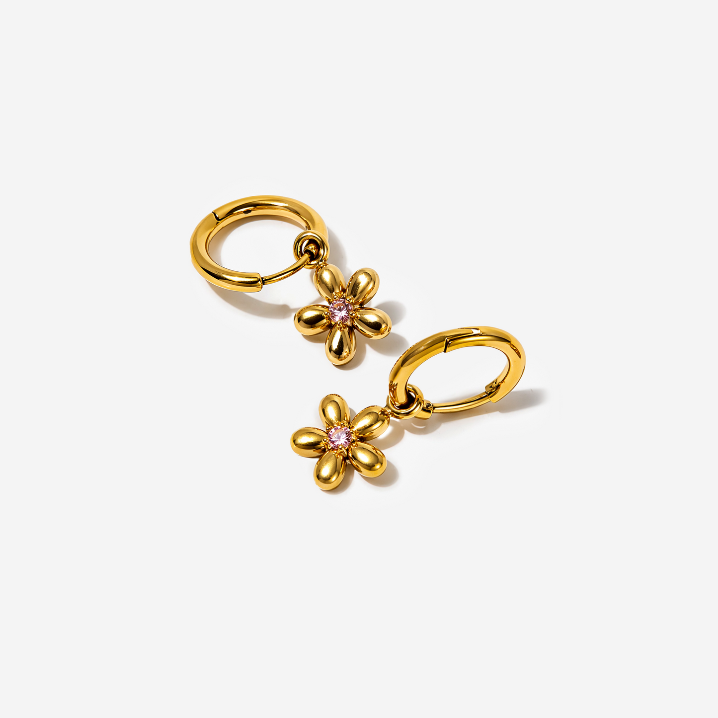 Gold-plated Titanium Flower Shaped Earrings