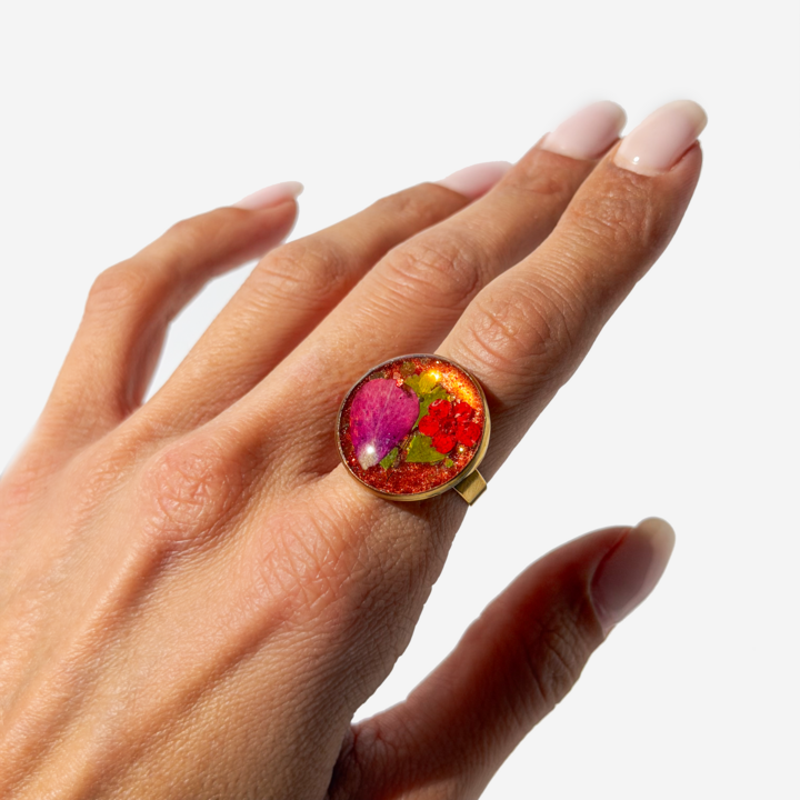 Handmade Natural with Flowers Ring