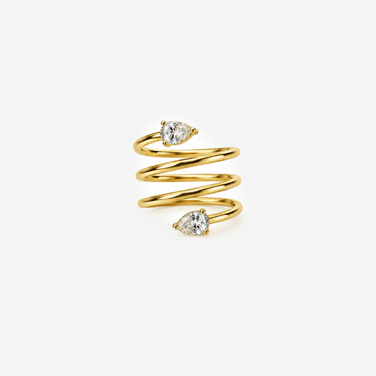 Gold-Plated Titanium Ring with White Stone