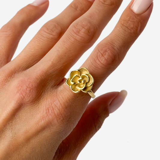 Gold-plated Titanium Flower Shaped Ring
