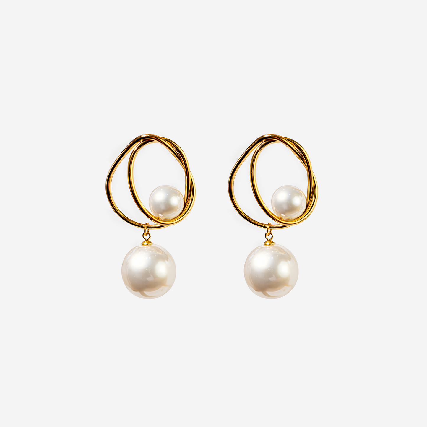 Gold-plated Titanium with Pearl Earrings