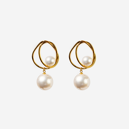 Gold-plated Titanium with Pearl Earrings