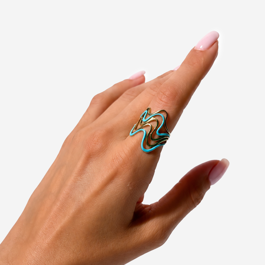 Gold-plated Titanium Colorful Ring