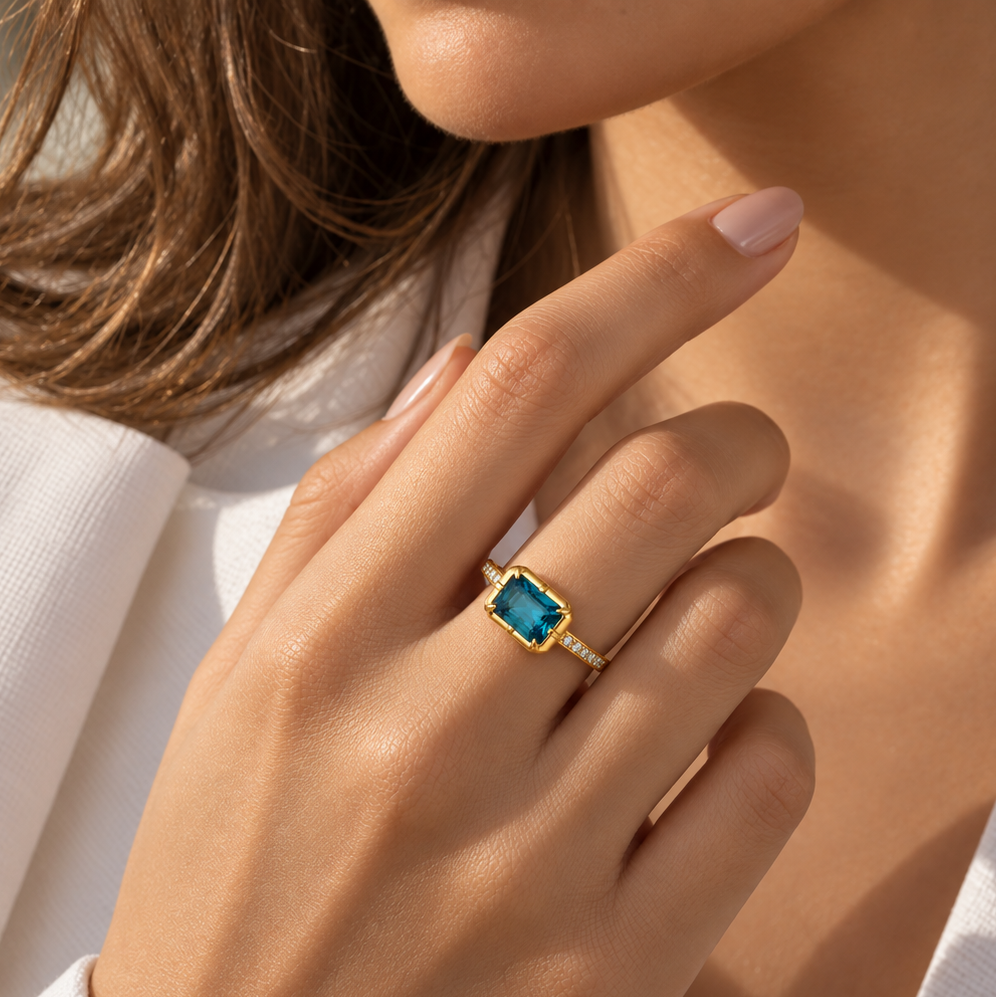 Gold-plated Titanium Blue Ring