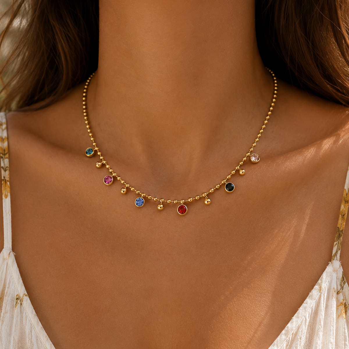 Gold-plated Titanium Colorful Necklace