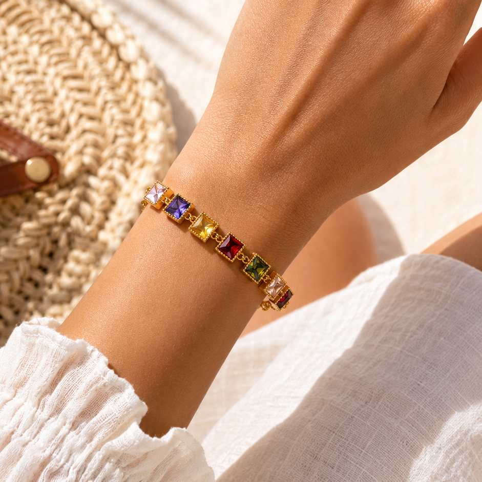Titanium Gold Plated Colorful Bracelet