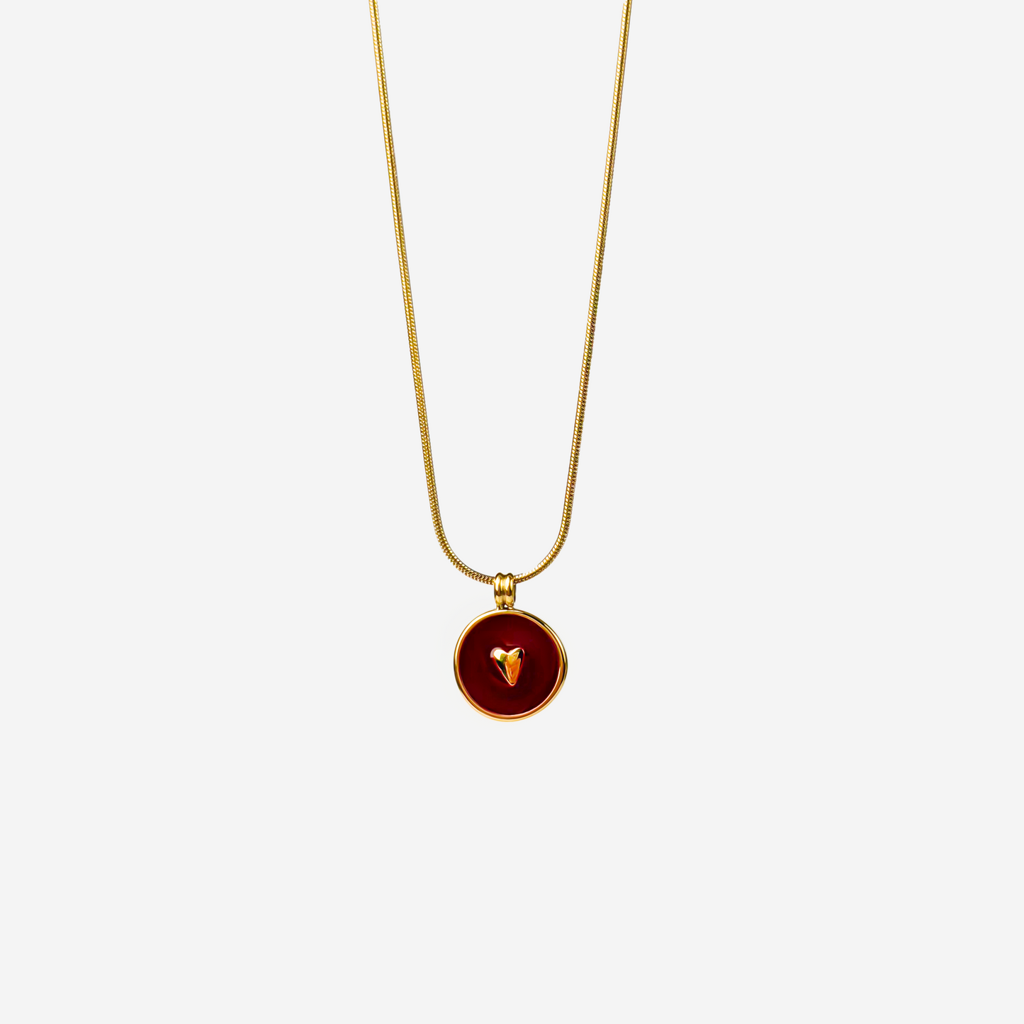 Gold-plated Titanium Red with Heart Necklace