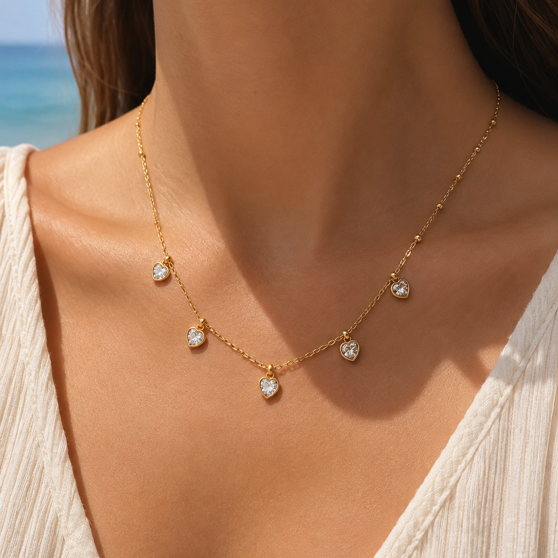 Gold-plated Titanium with Heart Necklace