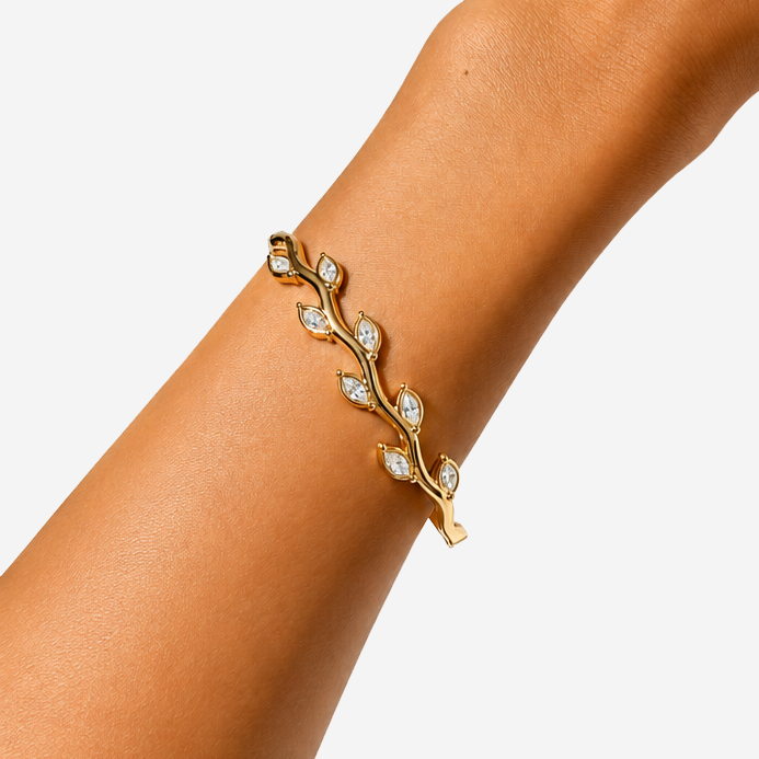 Gold-plated Titanium With Stone Bracelet