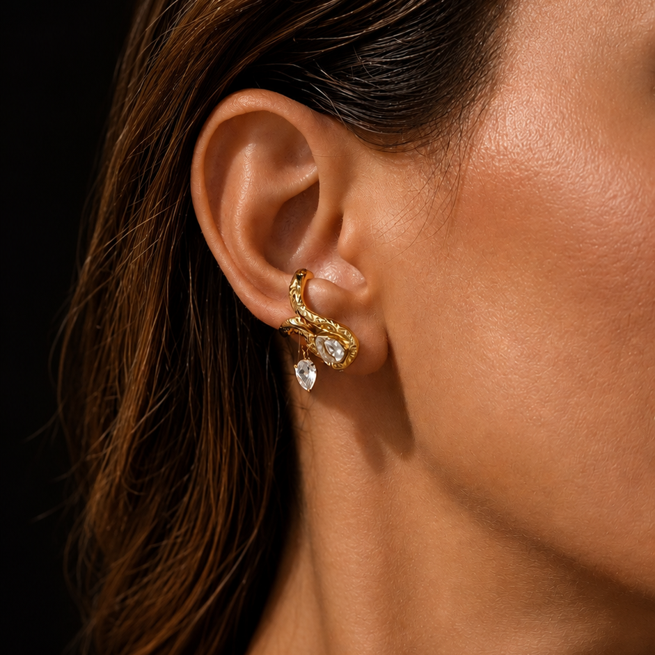 Gold-plated Titanium With Stone Earrings