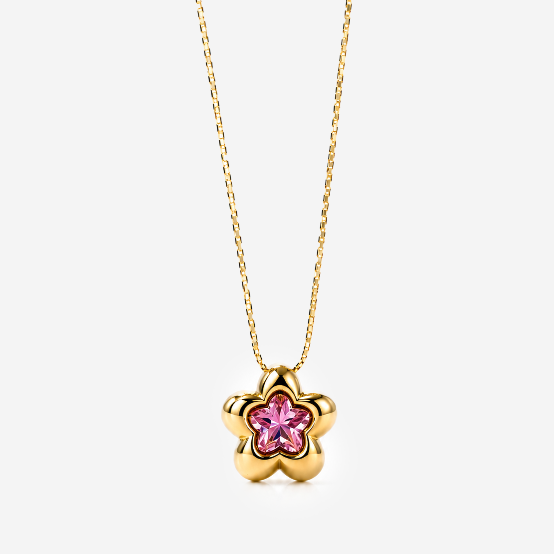 Gold-plated Titanium Pink With Stone Necklace