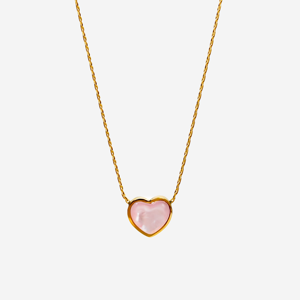 Gold-plated Titanium Pink with Heart Necklace