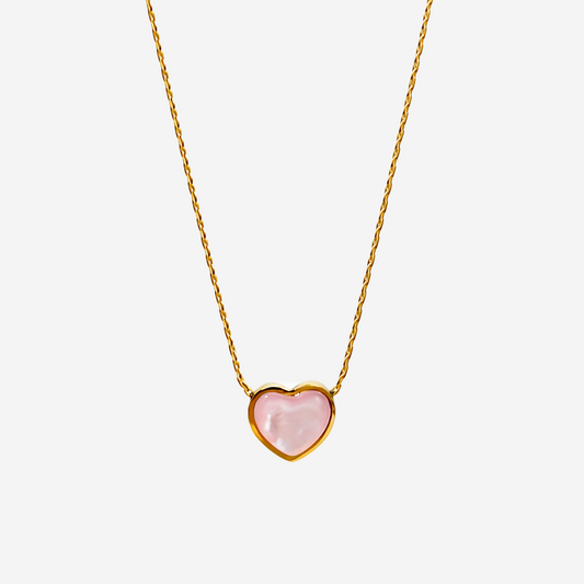 Gold-plated Titanium Pink with Heart Necklace