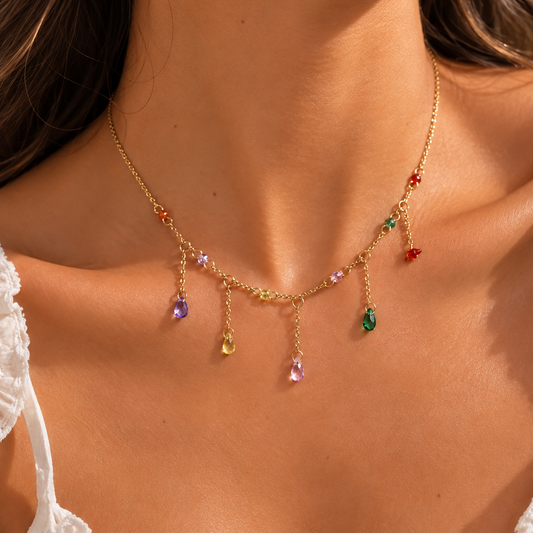Gold-plated Titanium Colorful Necklace